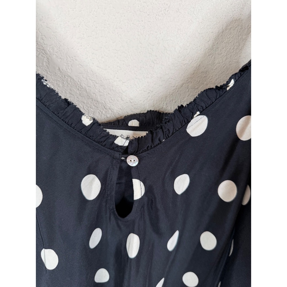 Doen Louise Silk Ruffle Cami Tank Top Solstice Sky Polka Dot Black White XXL - Picture 4 of 12
